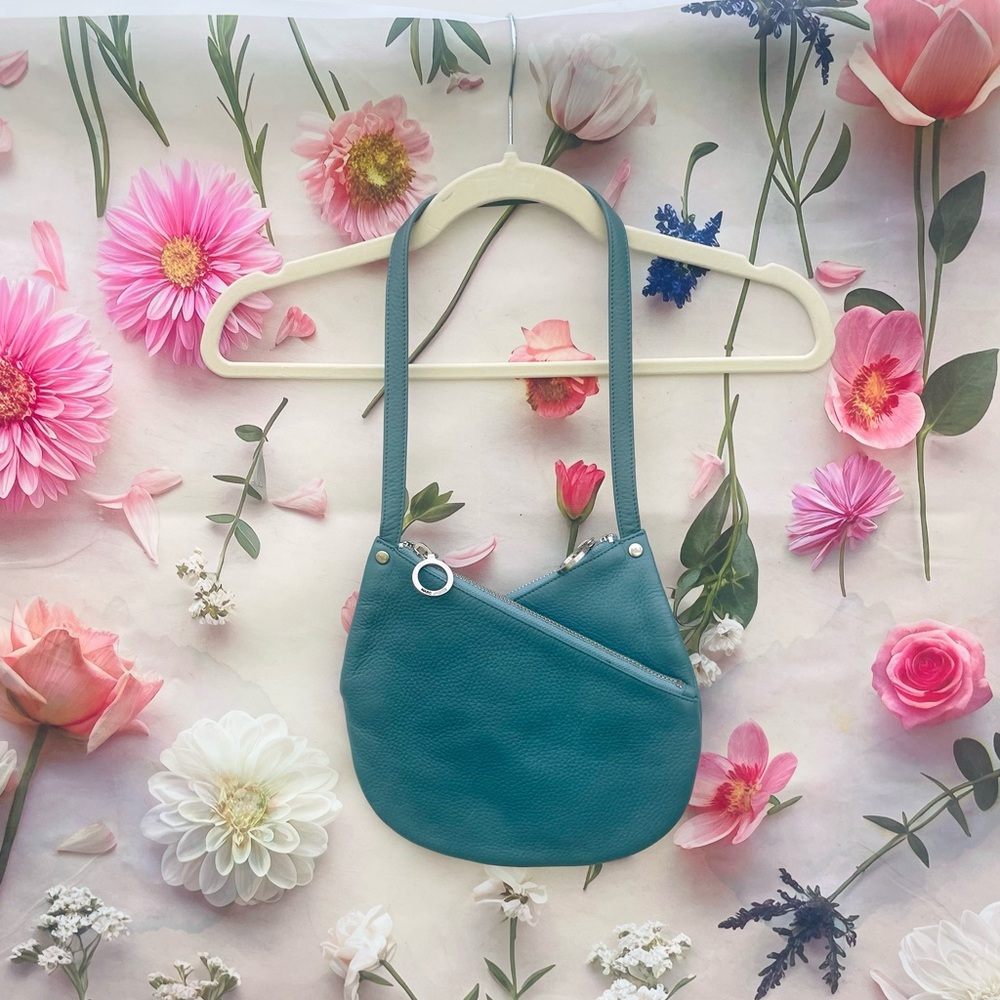 Marc Jacobs Turquoise Zipper Logo Shoulder Handbag